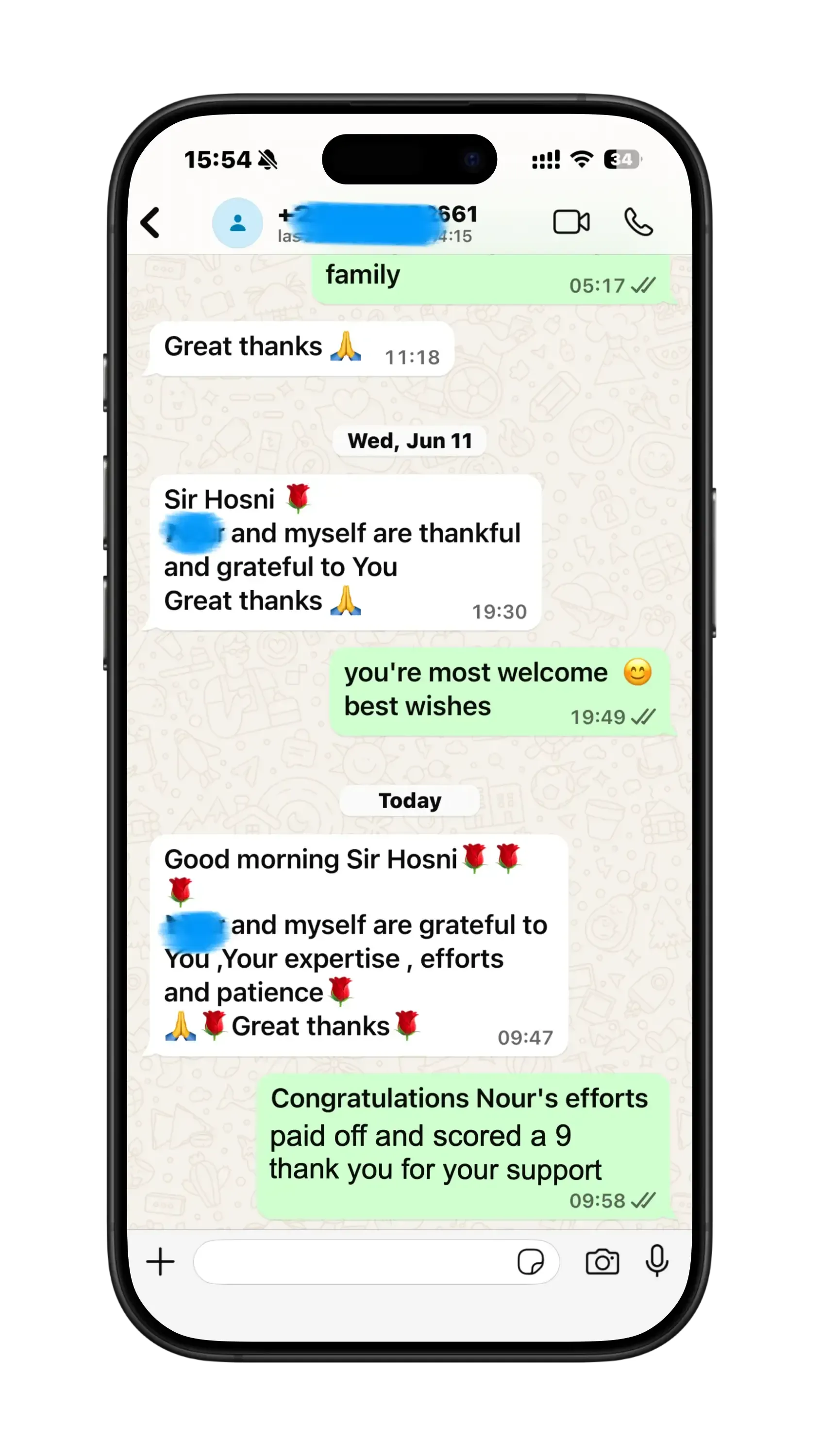 WhatsApp message from a Chem-Bio student